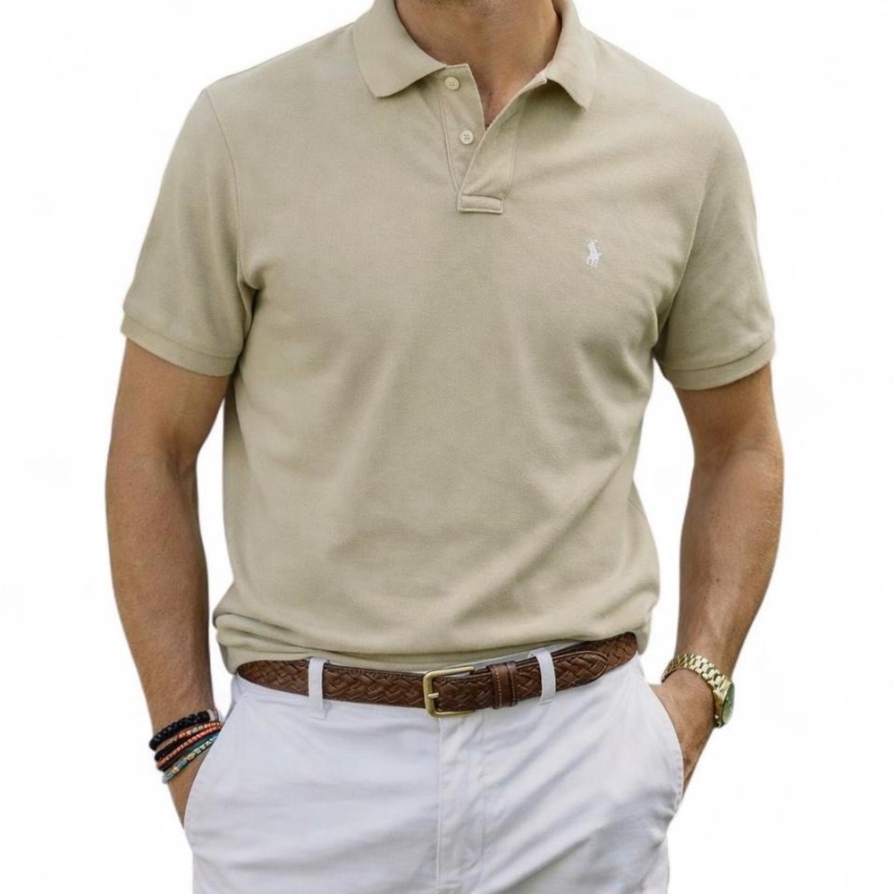 Vintage Ralph Lauren Polo Shirt Beige Preppy Classic